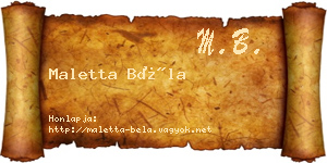 Maletta Béla névjegykártya